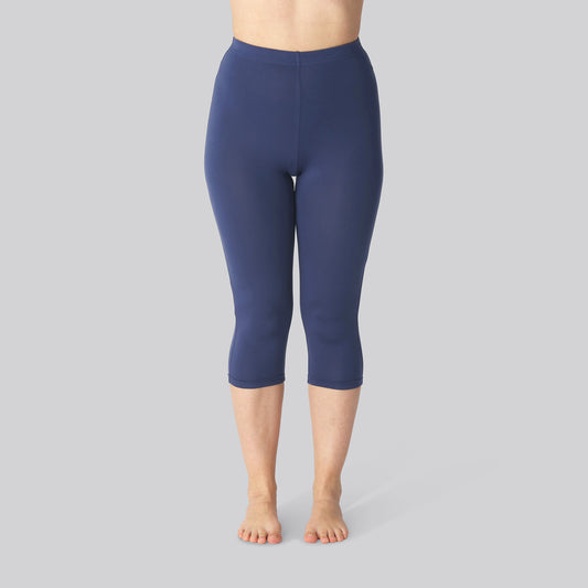 Bambus 3/4 leggings m. skjult elastik i navy til damer