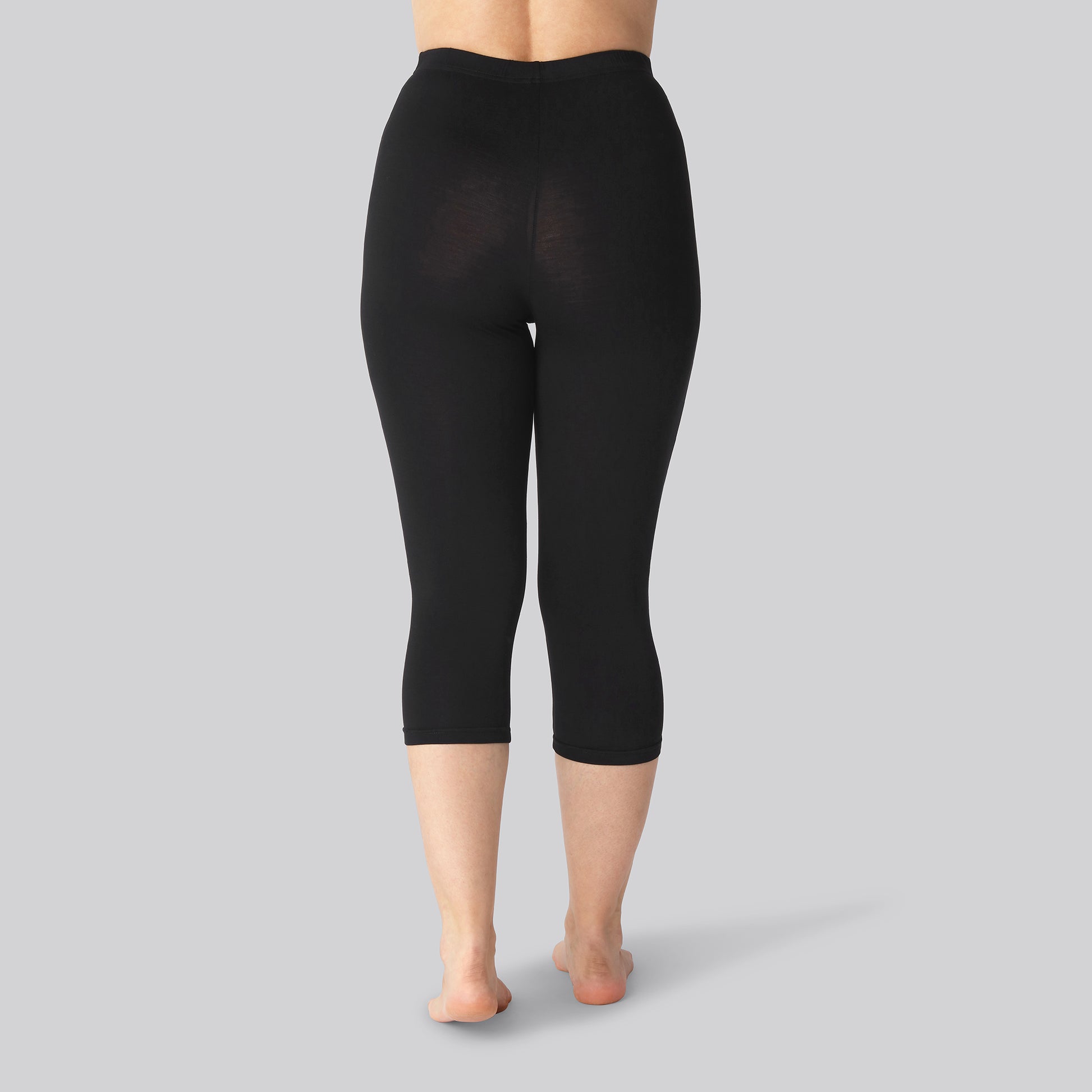 Bambus 3/4 leggings m. skjult elastik i sort til damer