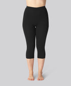 Bambus 3/4 leggings m. skjult elastik i sort til damer
