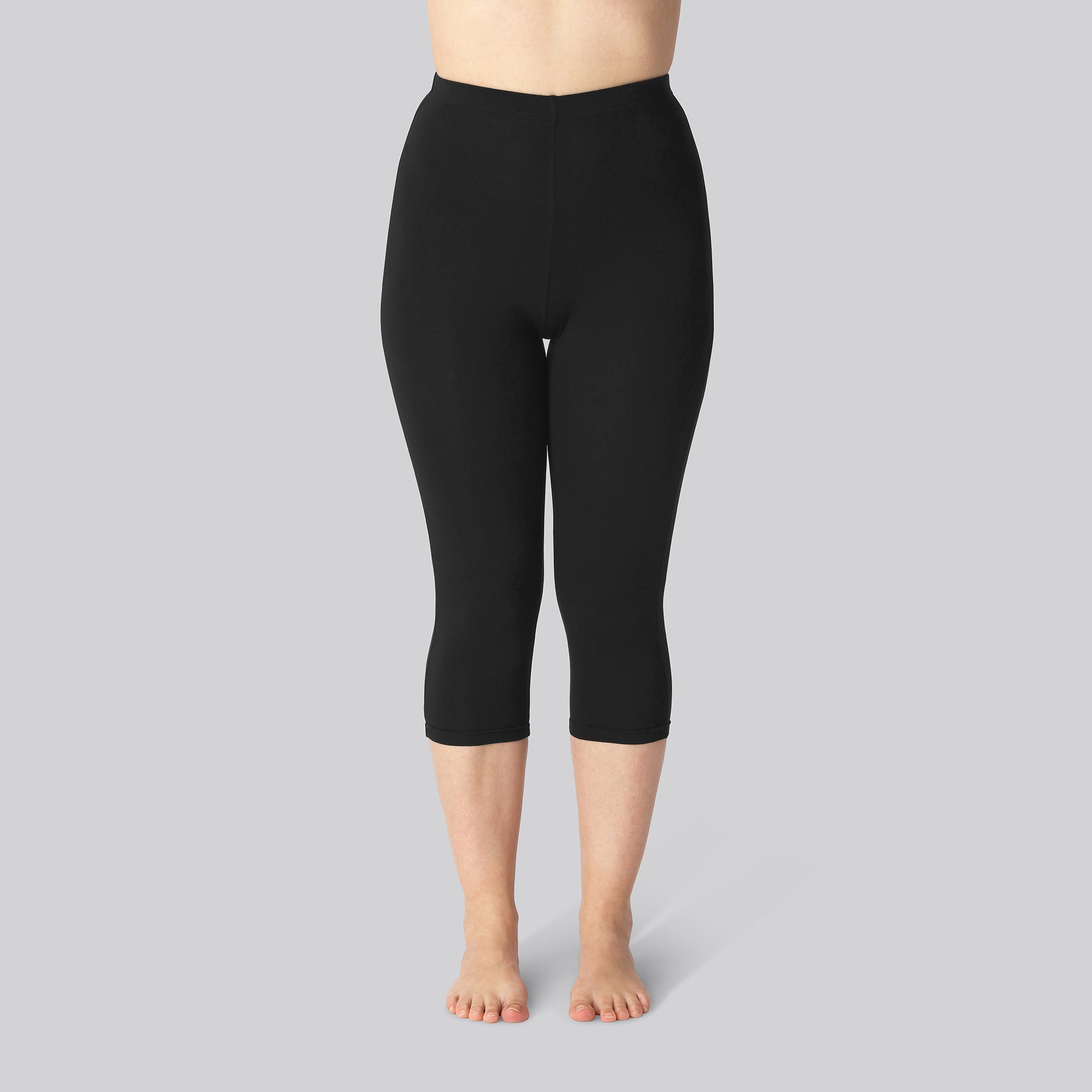 Bambus 3/4 leggings m. skjult elastik i sort til damer