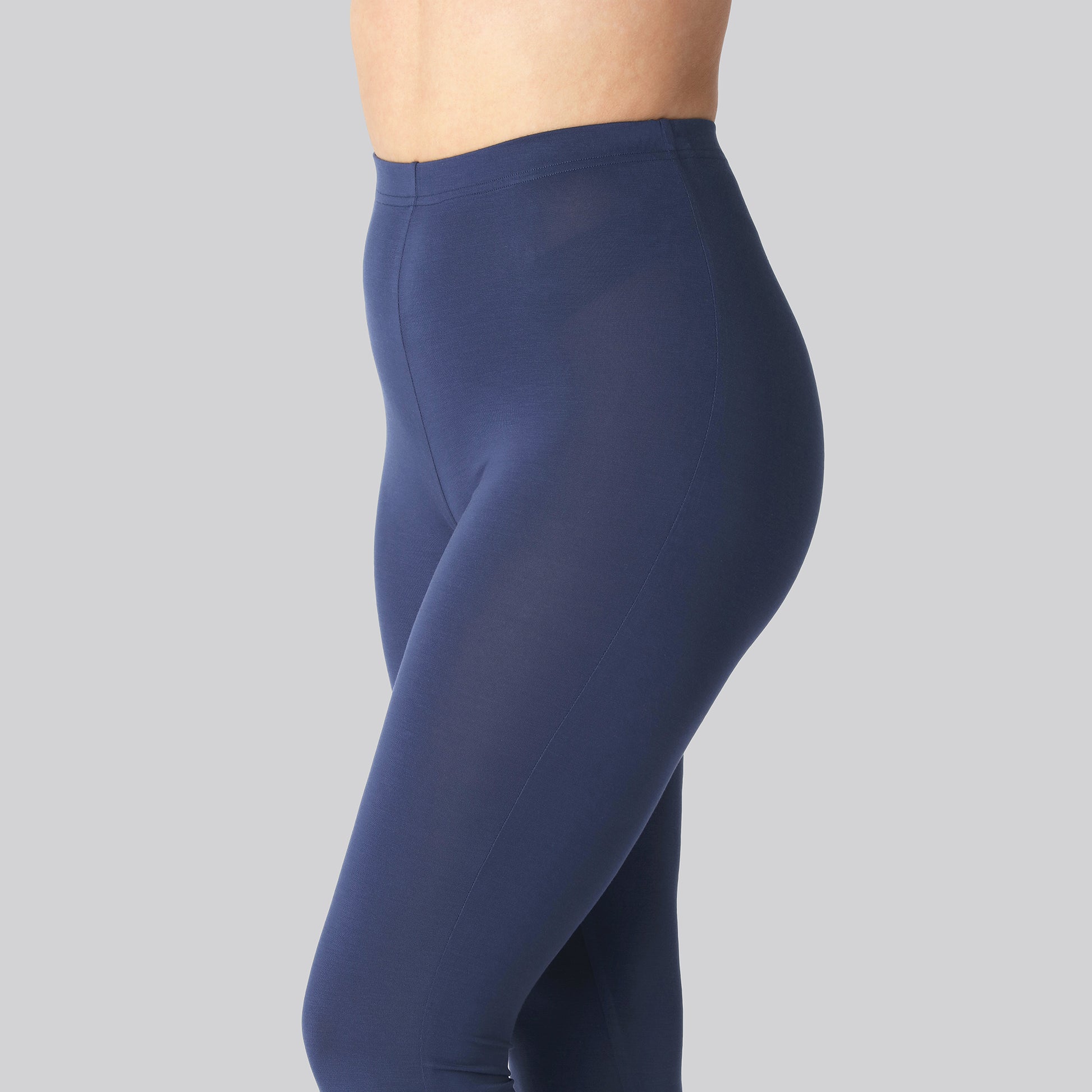 Bambus 3/4 leggings m. skjult elastik i navy til damer