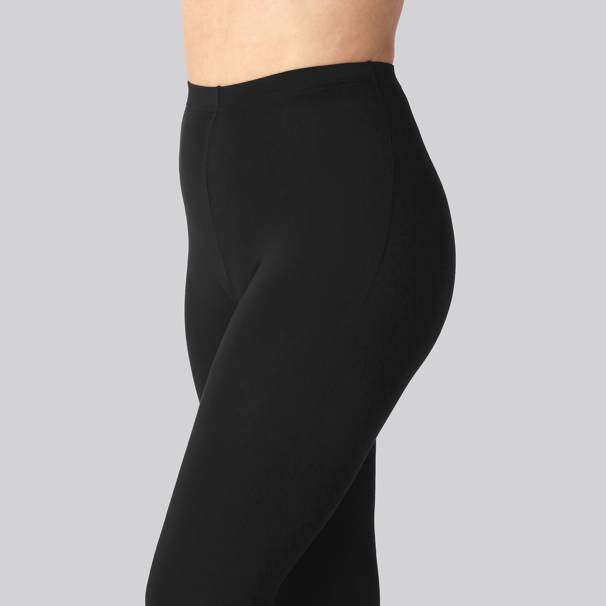 Bambus 3/4 leggings m. skjult elastik i sort til damer