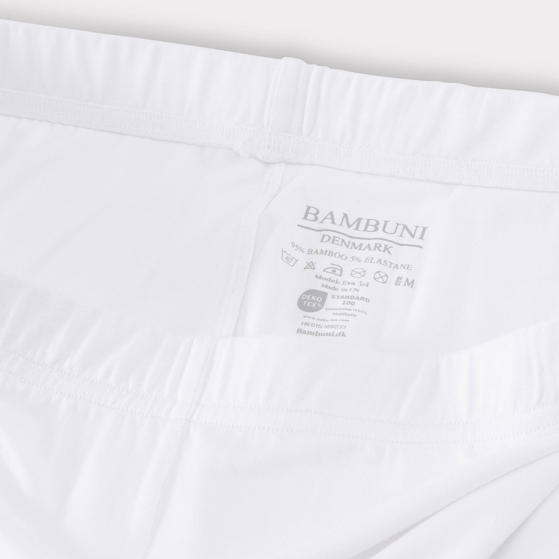 Bambus 3/4 leggings m. skjult elastik i hvid til damer