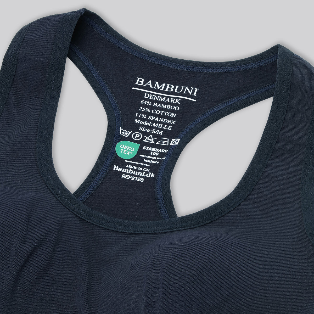 Bambus fitness bh i navy til damer