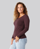 Bambus langærmet t-shirt i bordeaux damer