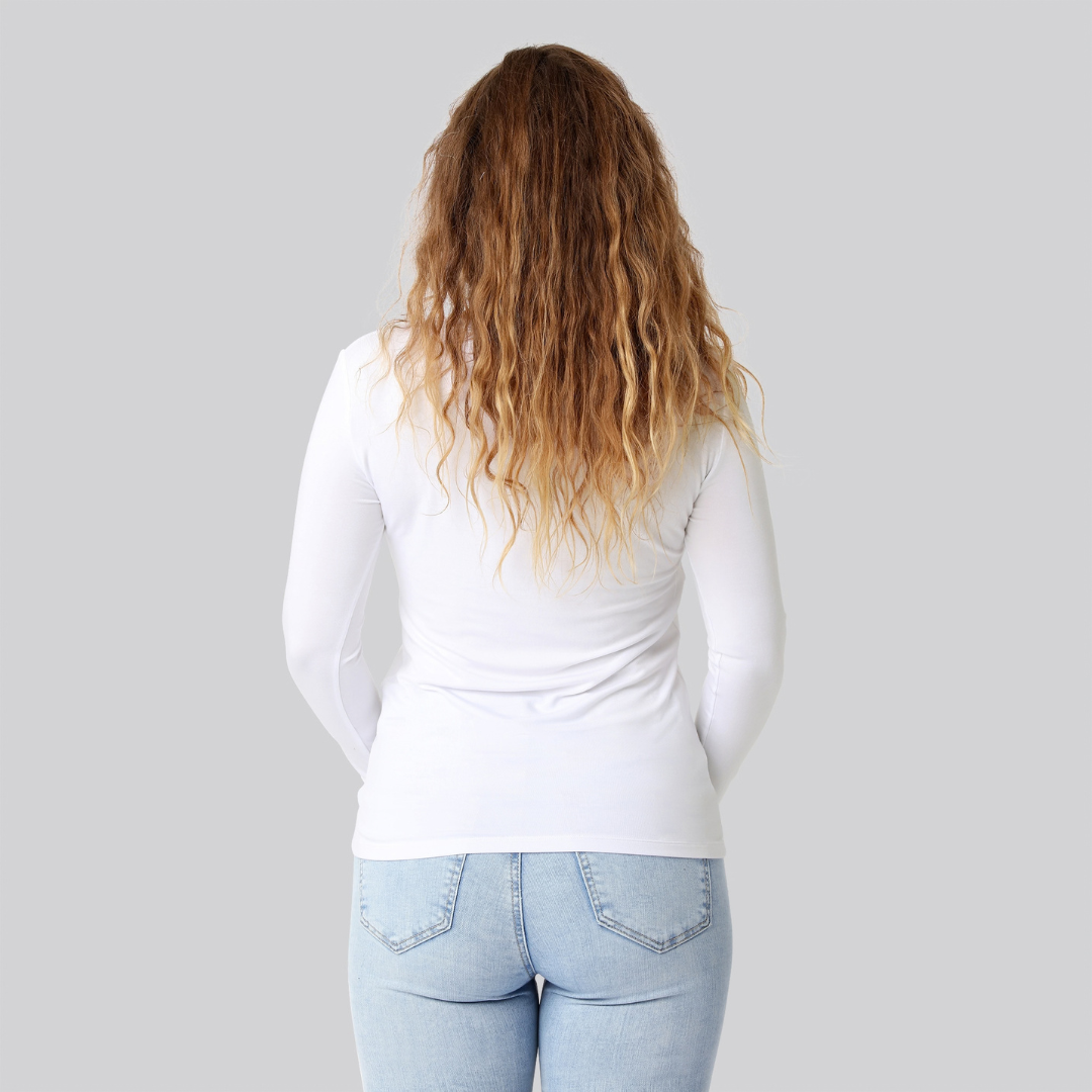 Bambus langærmet t-shirt i hvid til damer