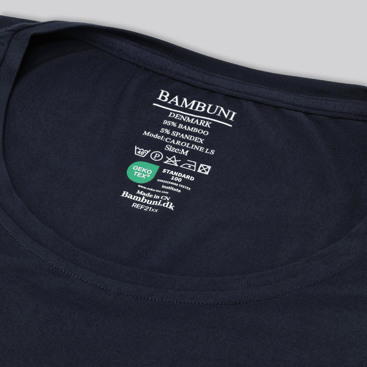 Bambus langærmet t-shirt i navy til damer carelabel
