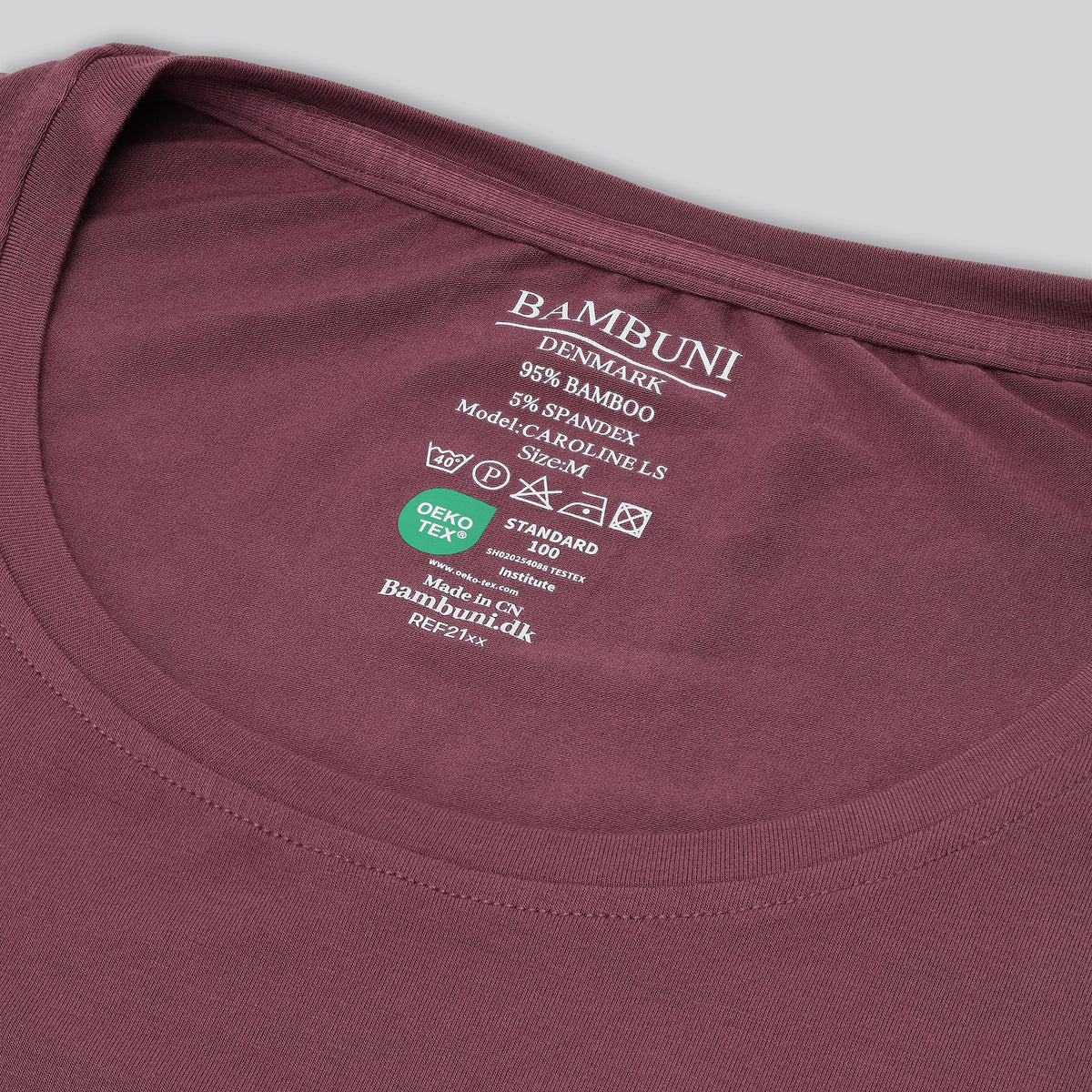 Bambus langærmet t-shirt i rose til damer carelabel