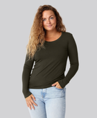 Bambus langærmet t-shirt mørkegrøn damer