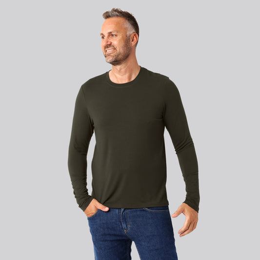 Bambus langærmet t-shirt mørkegrøn mænd