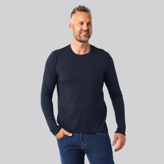 Bambus langærmet t-shirt navy mænd