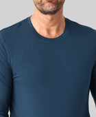 Bambus langærmet t-shirt petroleumsblå mand