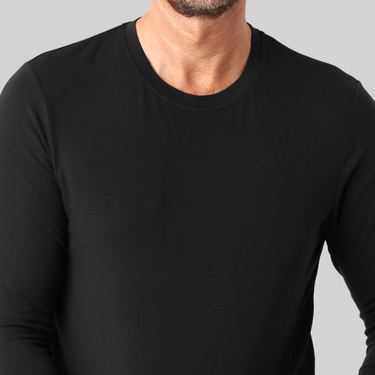 Bambus langærmet t-shirt sort mand