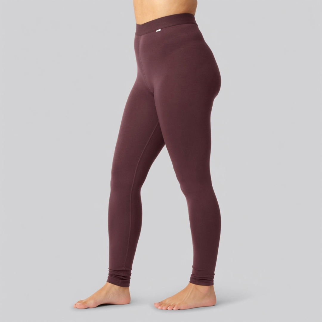 Bambus leggings i bordeaux m. bordeaux elastik damer