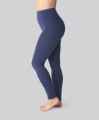 Bambus leggings m. skjult elastik i navy til damer