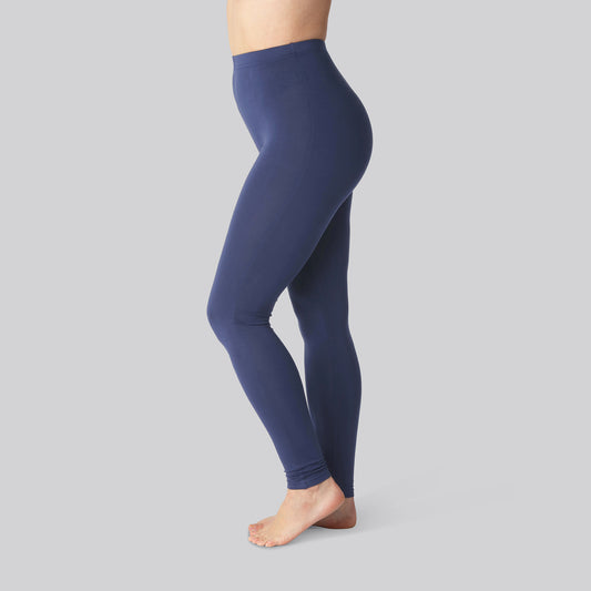 Bambus leggings m. skjult elastik i navy til damer