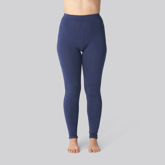 Bambus leggings m. skjult elastik i navy til damer