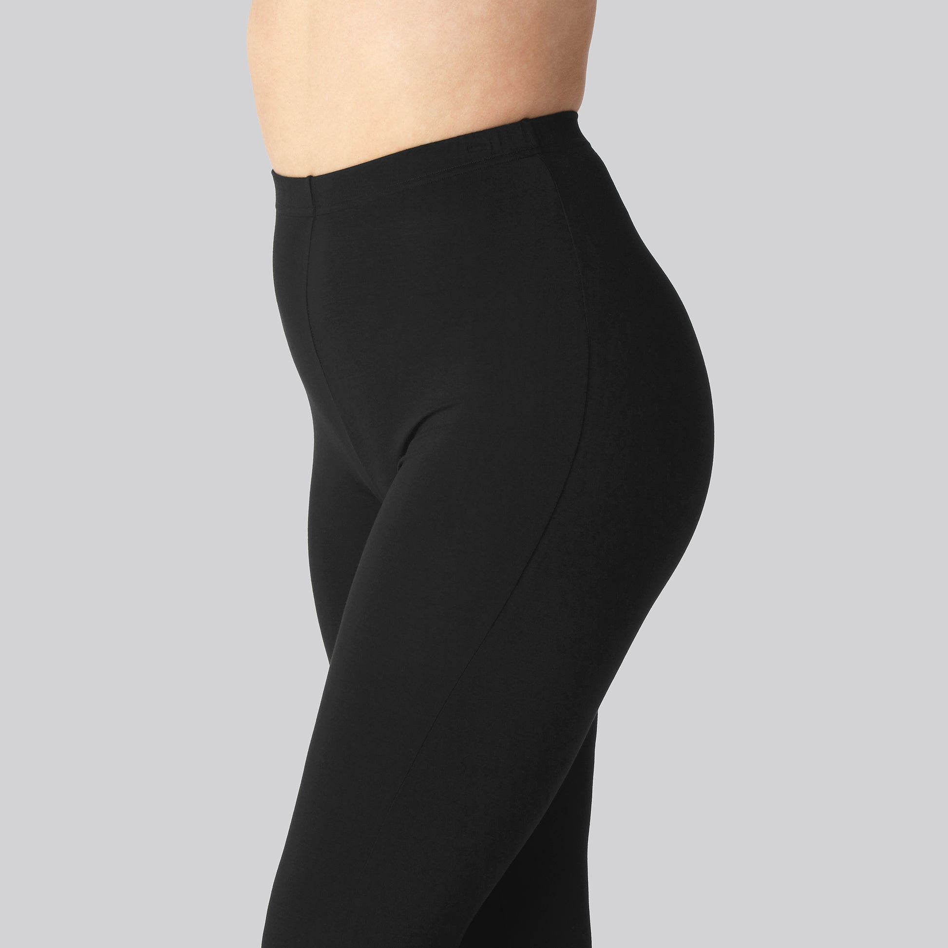 Bambus leggings m. skjult elastik i sort til damer