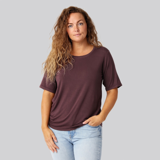 Bambus oversize t-shirt bordeaux damer