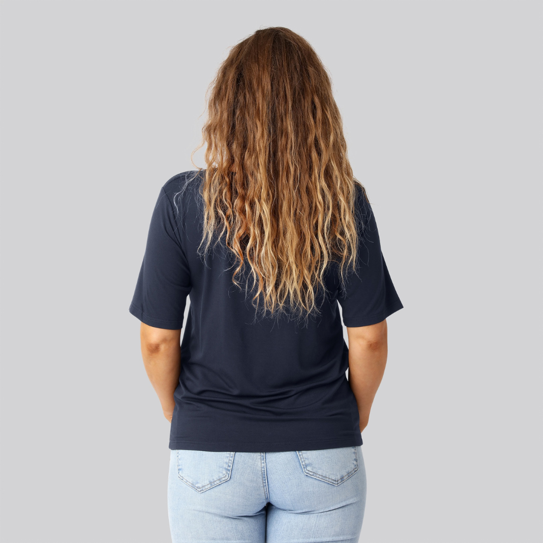 Bambus oversize t-shirt i navy til damer