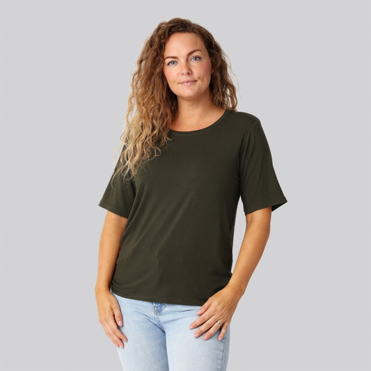 Bambus oversize t-shirt mørkegrøn damer