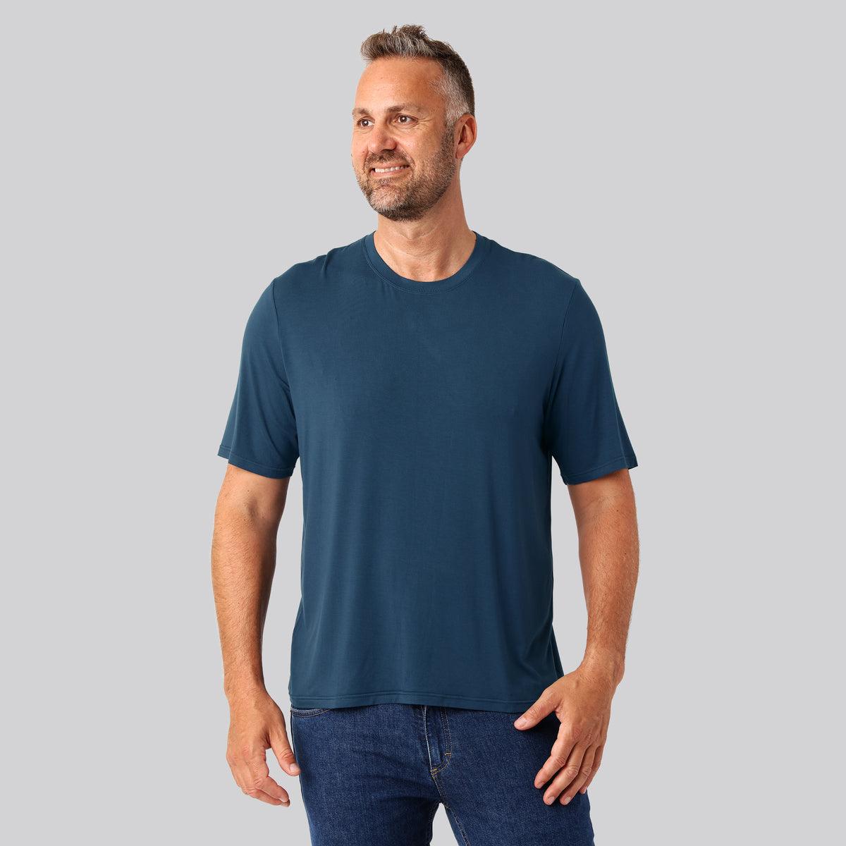 Bambus oversize t-shirt petroleumsblå mænd