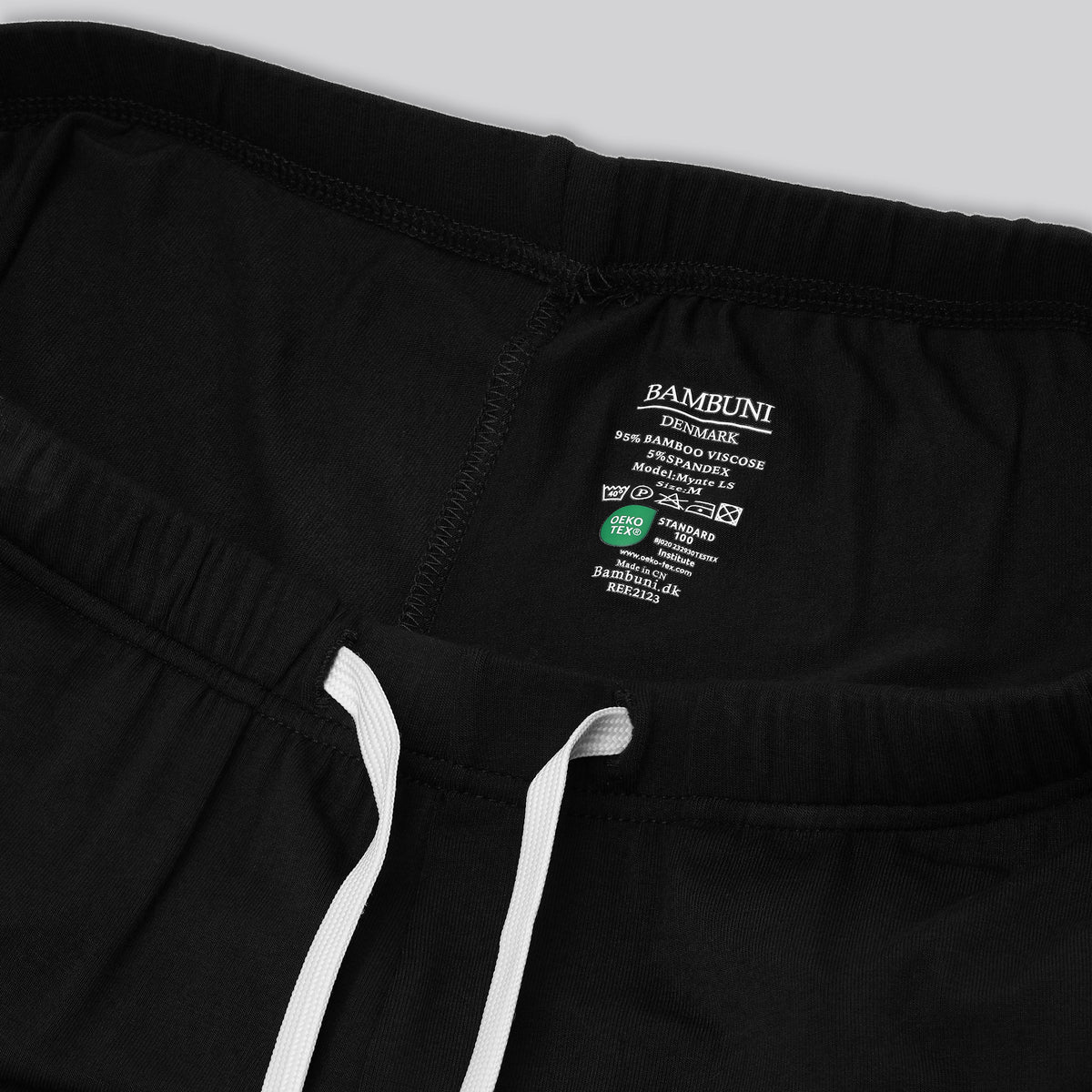 Bambus pyjamas sæt i sort til damer carelabel
