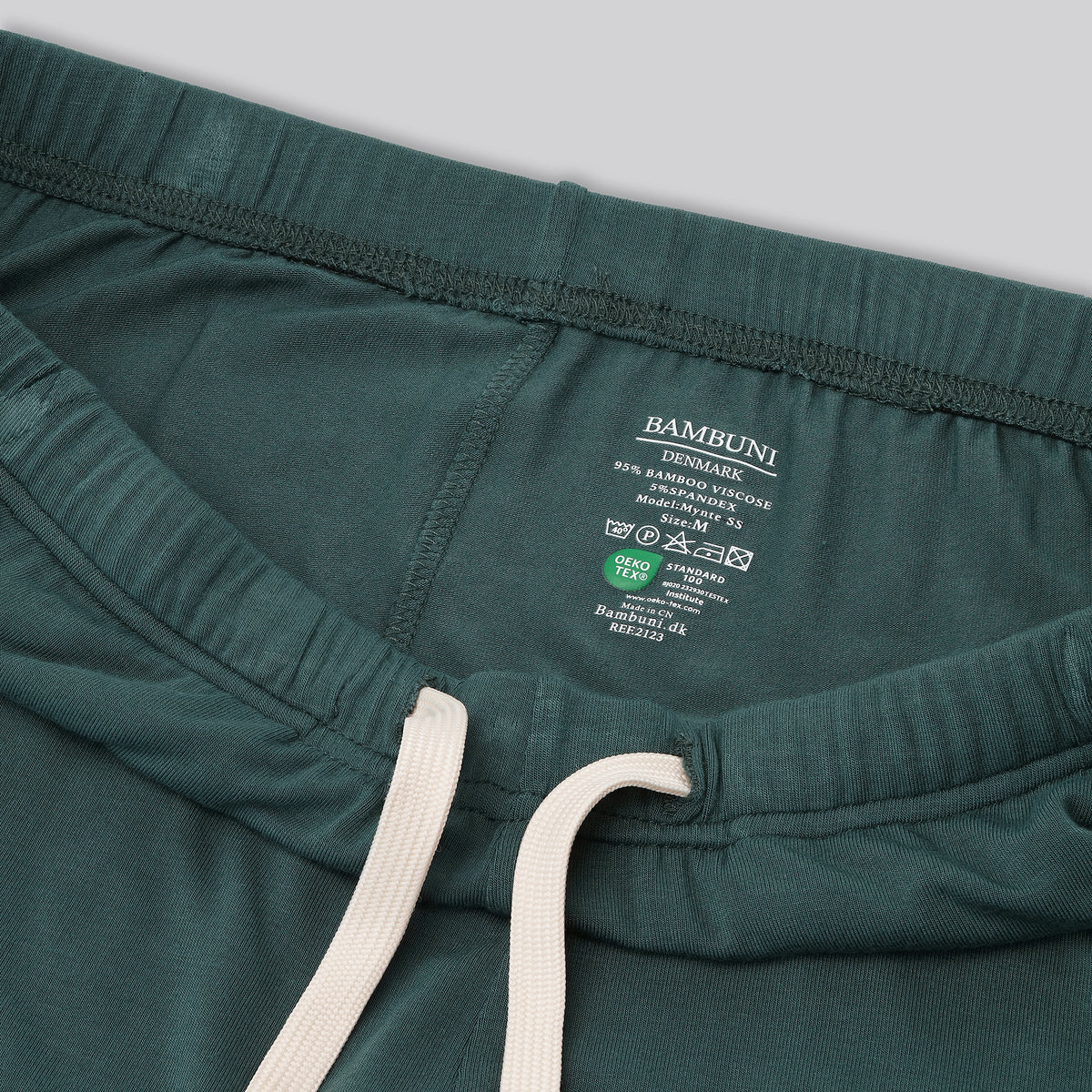 Bambus pyjamas sæt kort grøn til damer carelabel 