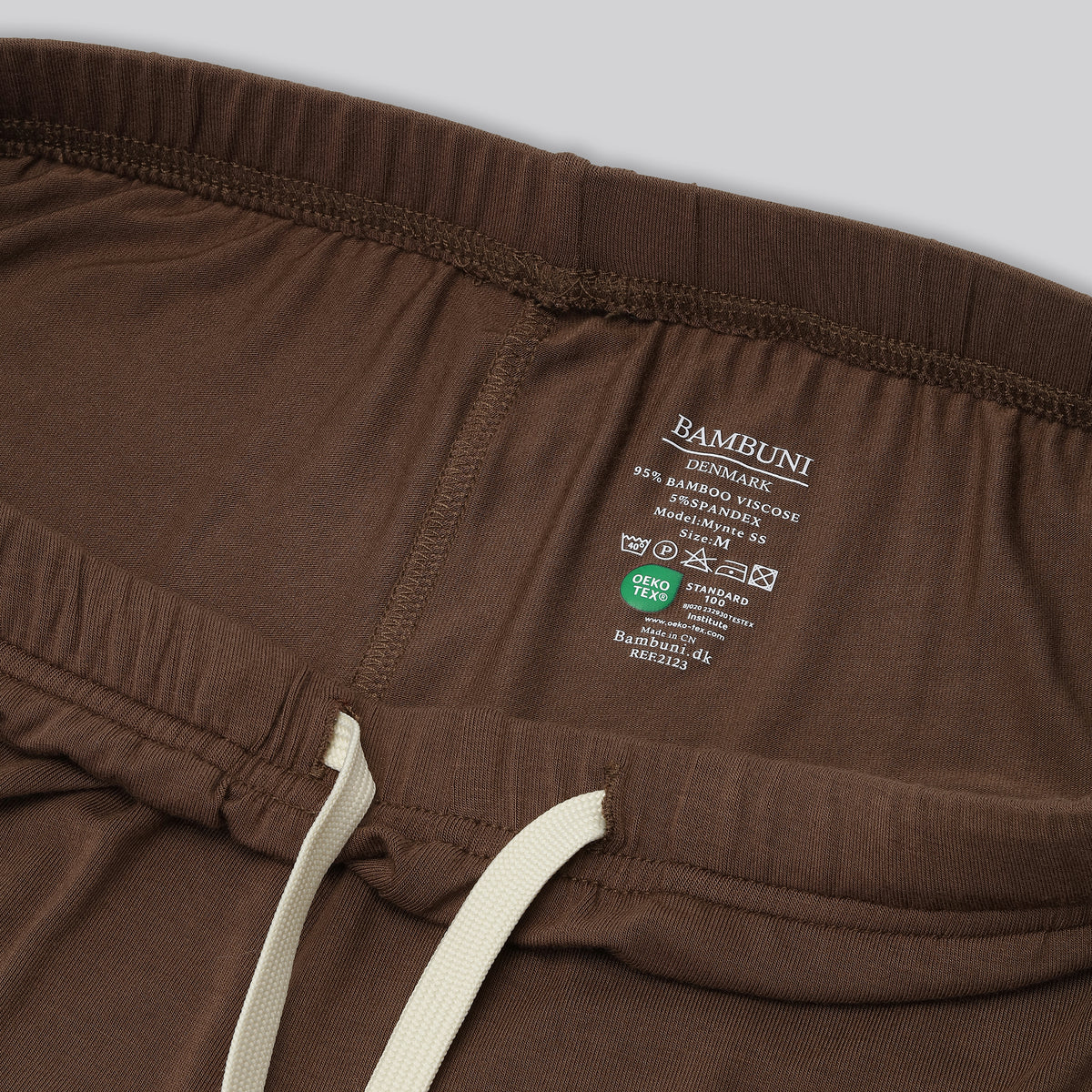 Bambus pyjamas sæt kort i brun damer carelabel