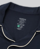 Bambus pyjamas sæt kort i navy til damer carelabel