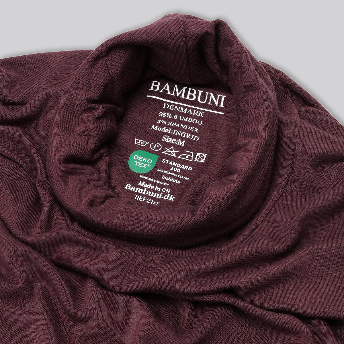 Bambus rullekrave i bordeaux til damer carelabel
