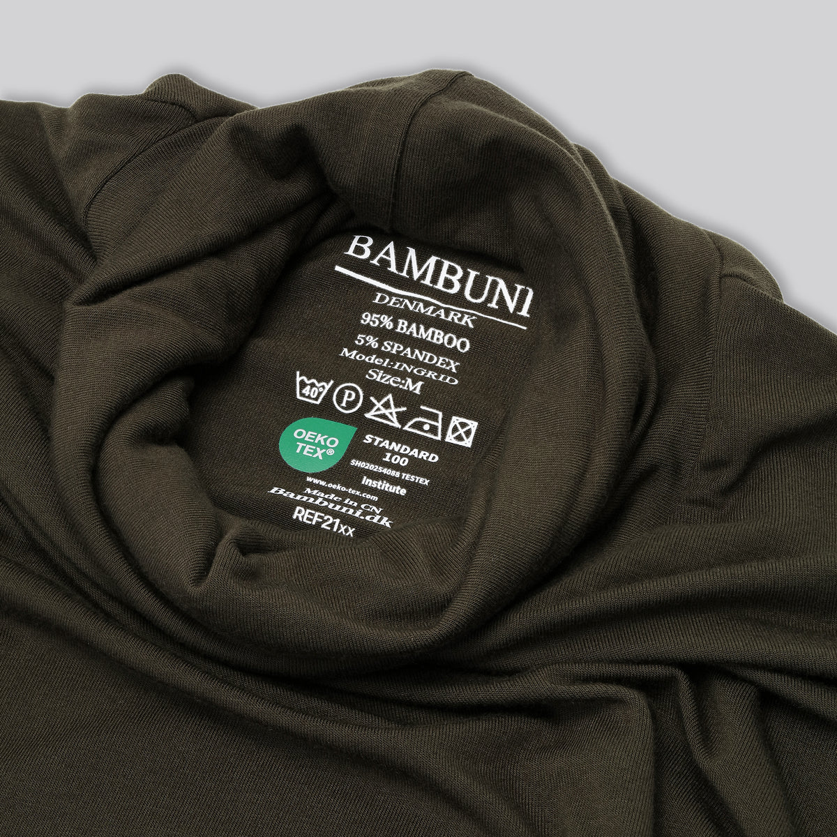 Bambus rullekrave i mørkegrøn til damer carelabel