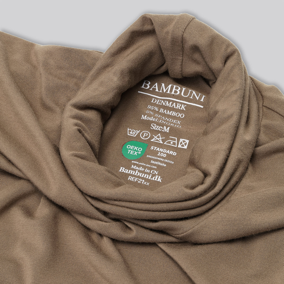 Bambus rullekrave i sand til damer carelabel