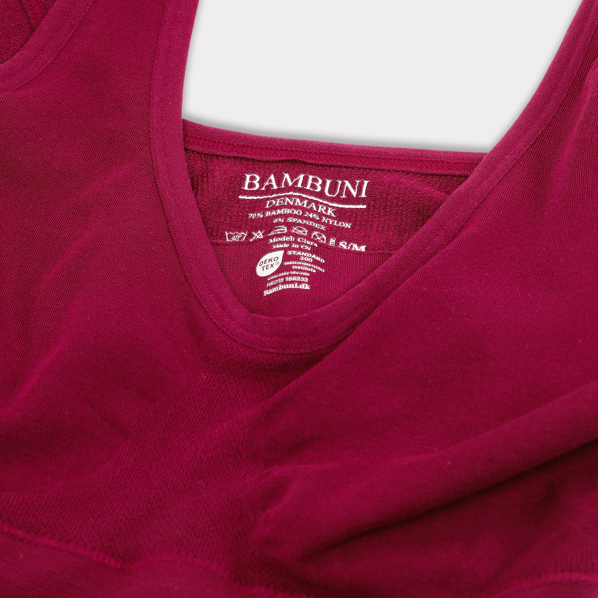 Bambus seamless bh bred strop bordeaux til damer