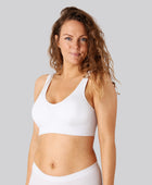 Bambus seamless bh m bred strop i hvid til damer