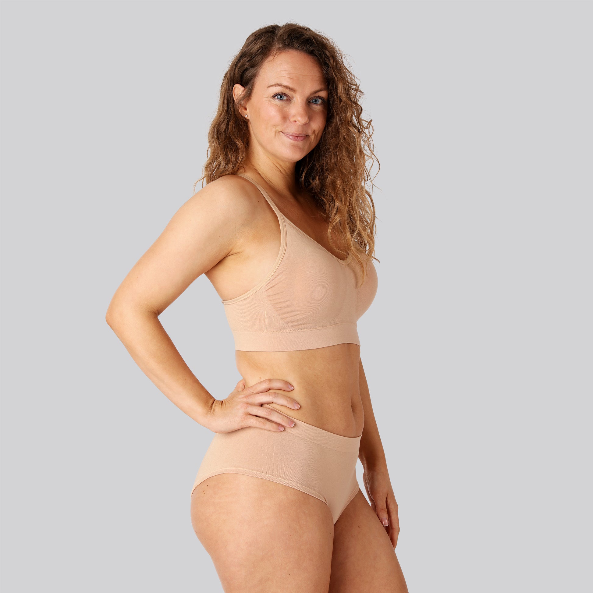 Bambus seamless bh smal strop beige til damer