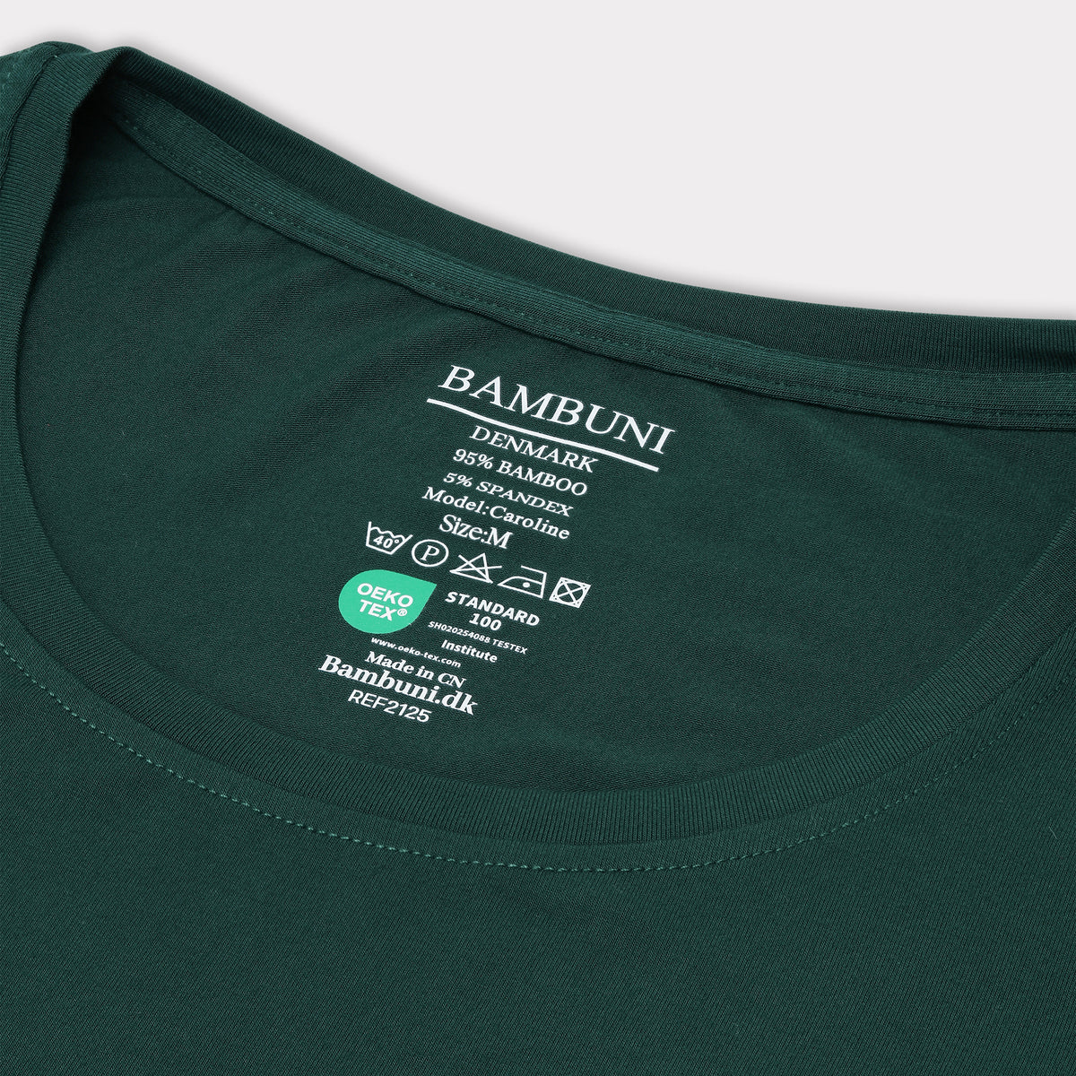 Bambus t-shirt o-hals i grøn carelabel