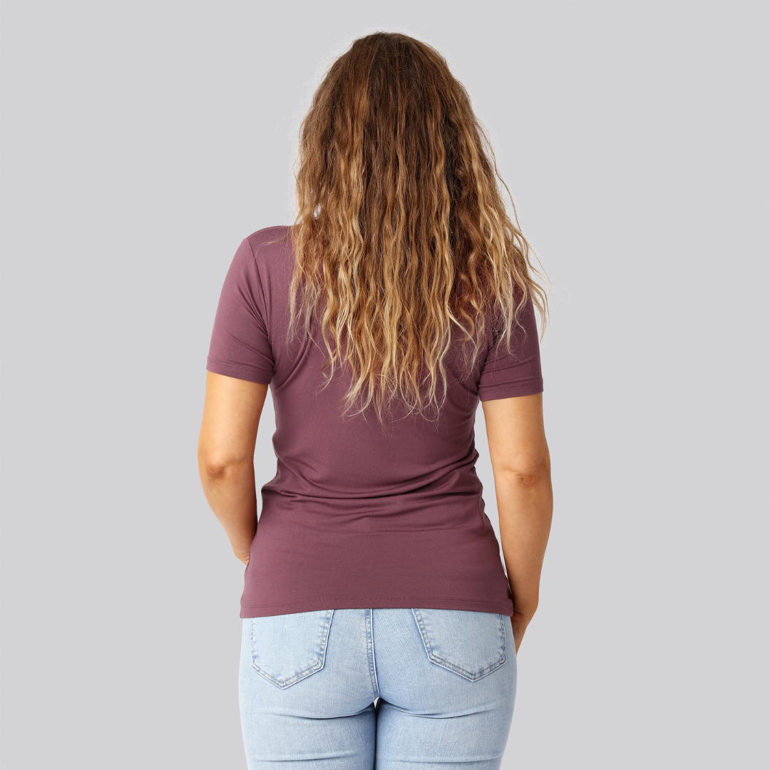 Bambus t-shirt o-hals i rose til damer