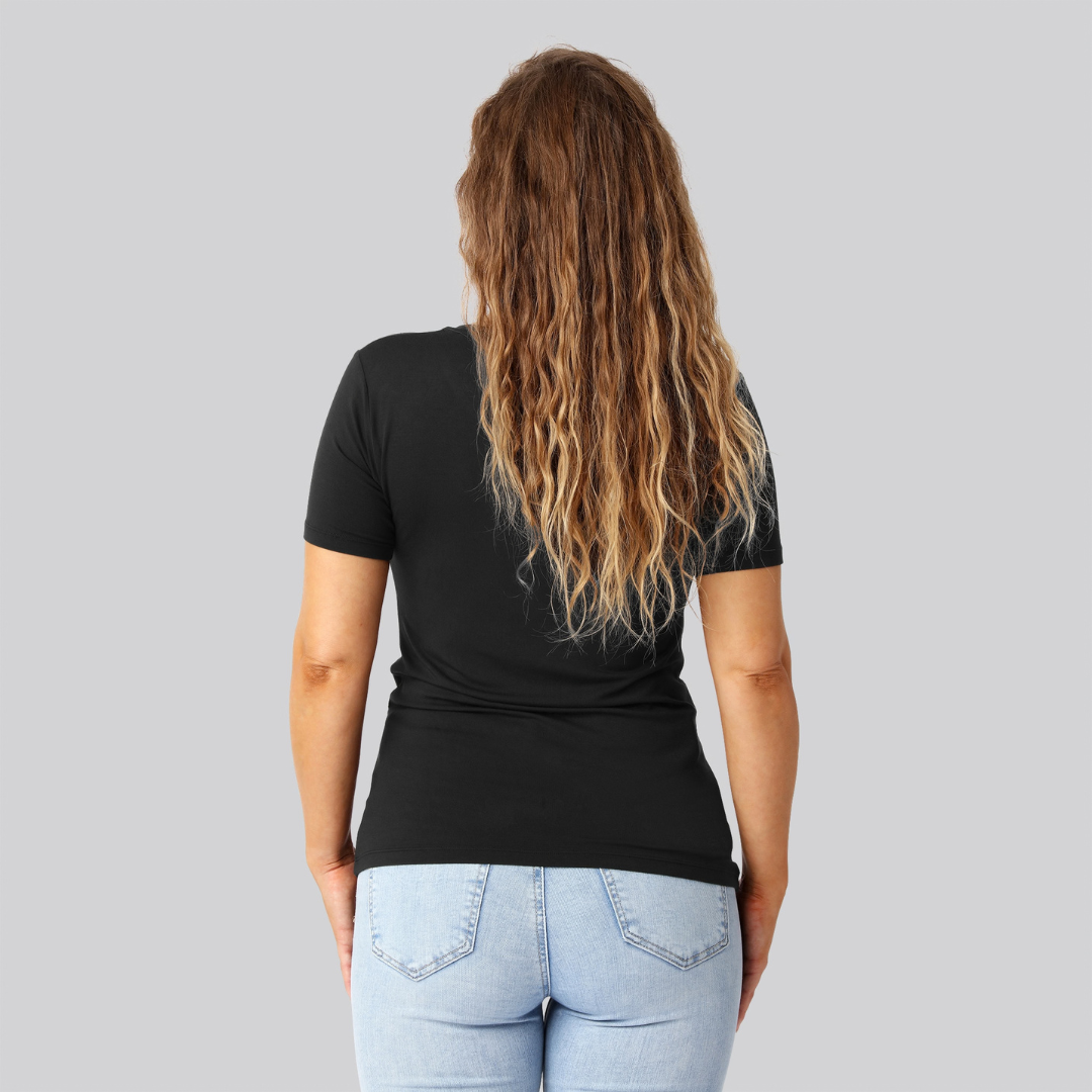 Bambus t-shirt o-hals i sort til damer