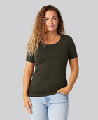 Bambus t-shirt o-hals mørkegrøn damer