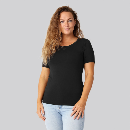 Bambus t-shirt o-hals sort damer