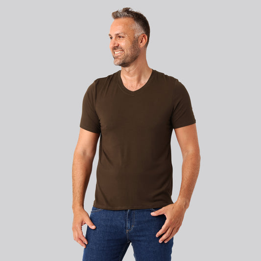 Bambus t-shirt v-hals brun mænd