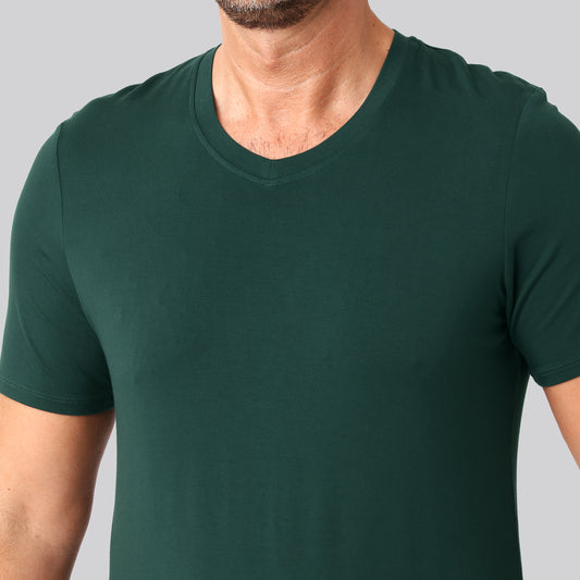 Bambus t-shirt v-hals grøn mand