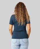 Bambus t-shirt v-hals i petroleumsblå damer bag