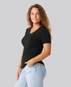 Bambus t-shirt v-hals i sort damer