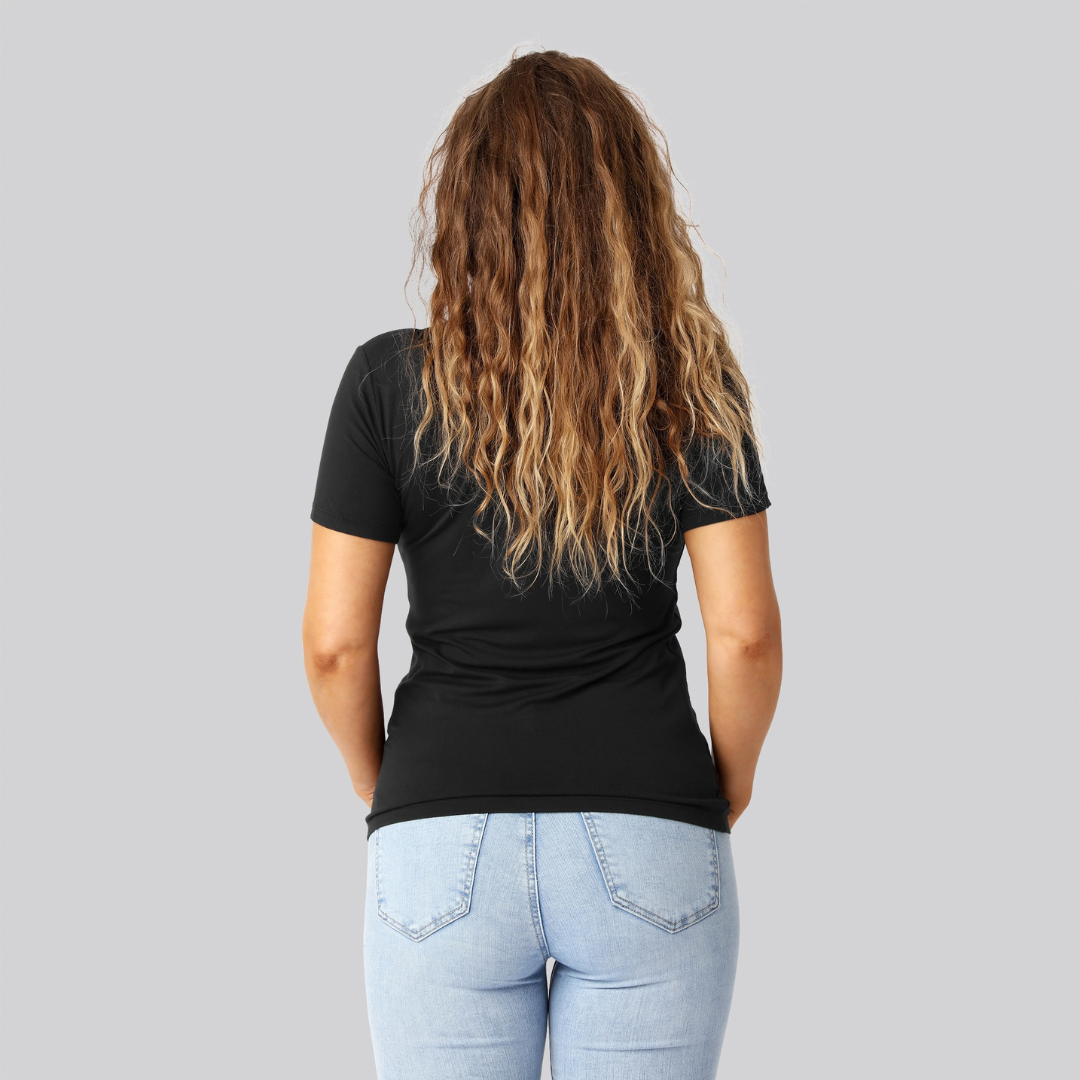 Bambus t-shirt v-hals i sort til damer