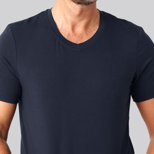 Bambus t-shirt v-hals navy mand