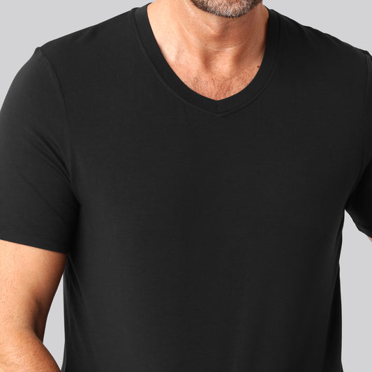 Bambus t-shirt v-hals sort mand