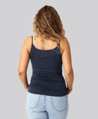 Bambus top med smal strop i navy damer