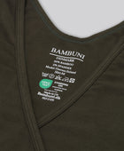 Bambus v-hals top i mørkegrøn til damer carelabel